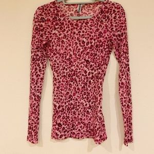 BKE Pink cheetah print long sleeve top